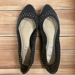 Madeline Stuart Black Ballet Flats with Rhinestone Embellishments